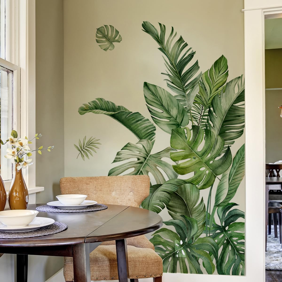 WandSticker4U®- Stickers muraux PLANTES vertes MONSTERA (75x93 cm) I Autocollant mura salon feuilles tropicales palmiers jungle I Déco murale chambre adulte cuisine salle de bain meubles grand