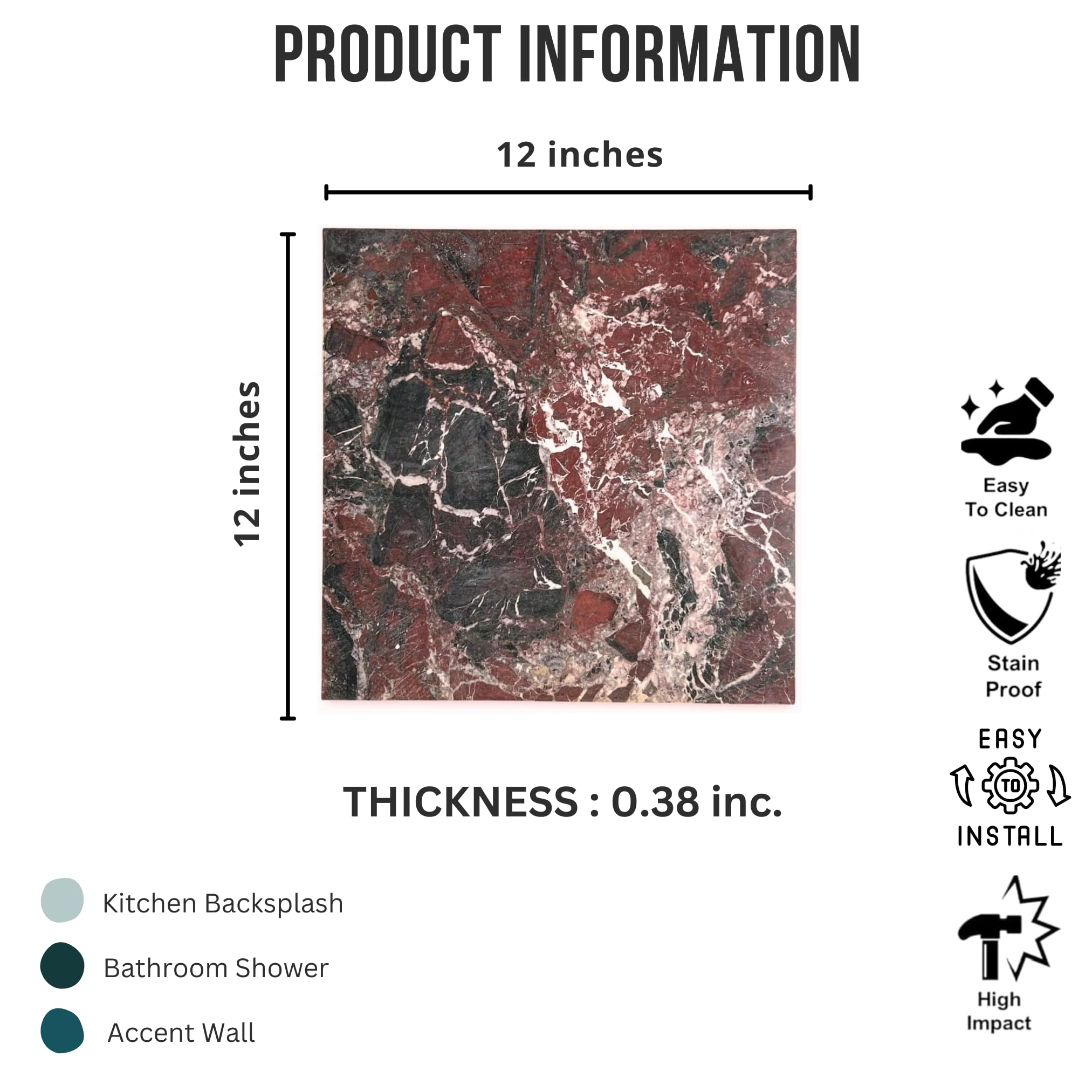 Tenedos Rosso Rosa Levanto 12x12 Polished Marble Tile – Luxurious