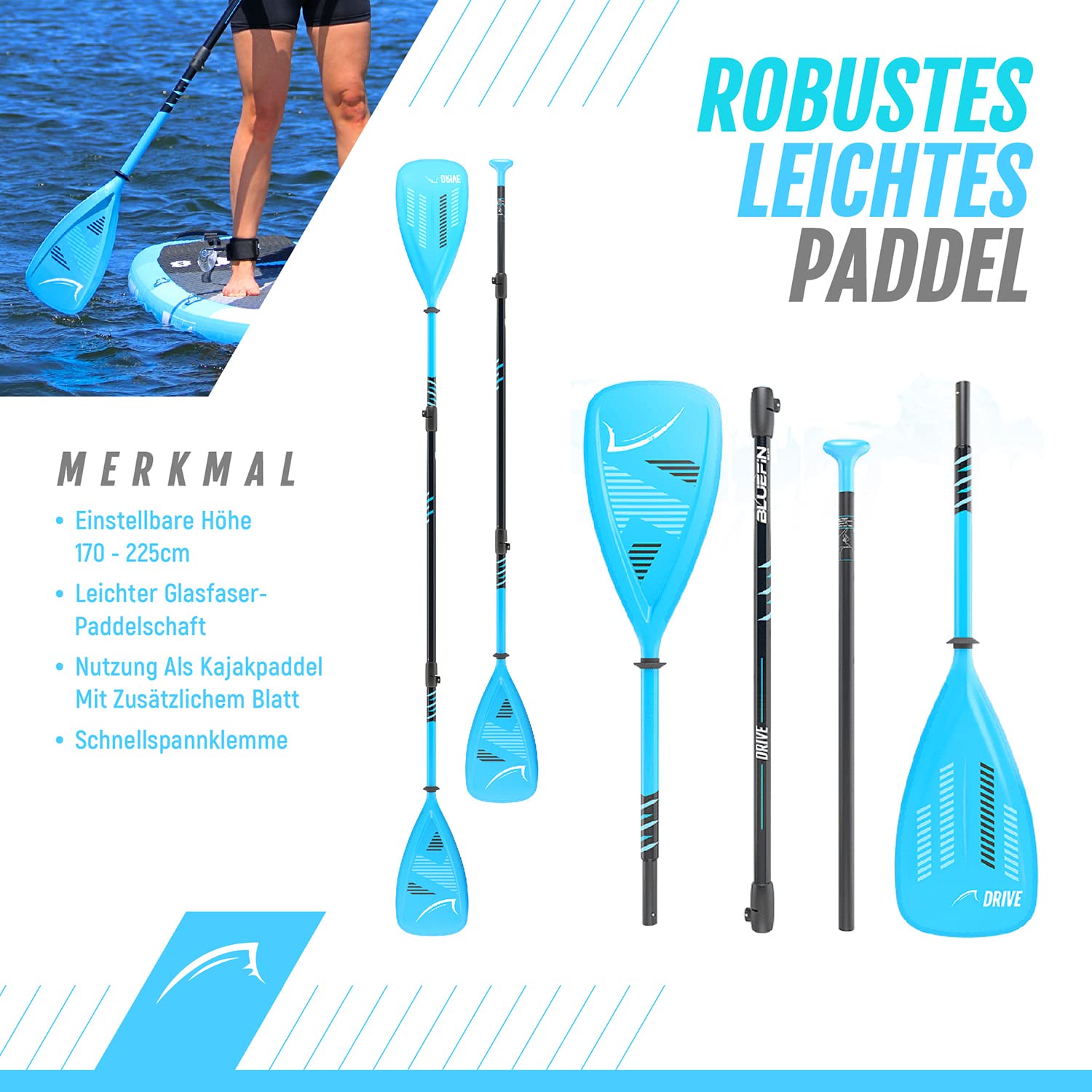 Bluefin Cruise Premium Stand Up Paddle Set | Aufblasbares Paddleboard für Erwachsene | SUP Paket mit Rucksack, Fiberglas-Paddel und Pumpe | 5 Jahre Garantie