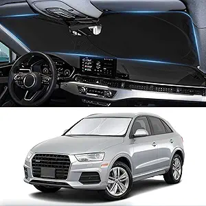 Custom fit Q3 Windshield Sunshade for 2013-2024 2025 2026 Audi Q3 Front Window Shades Cover for Windshield Sun Visor Screen Protector 210T Reflective Blocks UV Rays Cool Car Accessories