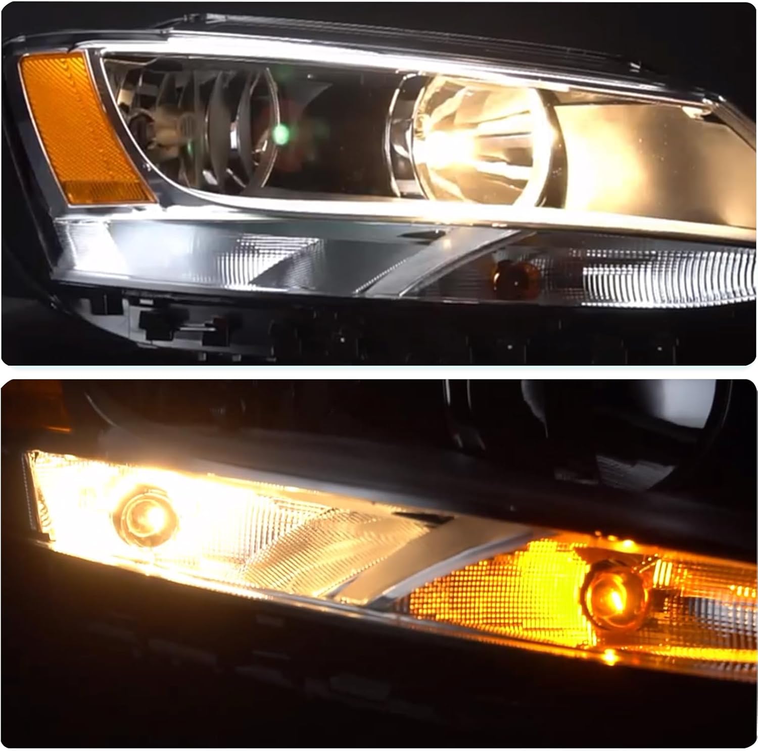 TUSDAR Front Headlights Assembly Compatible With 2011-2018 Volkswagen Jetta MK6, 11 12 13 14 15 16 17 18 VW Jetta MK6 OE Headlight Replacement Driver & Passenger Side Headlamps