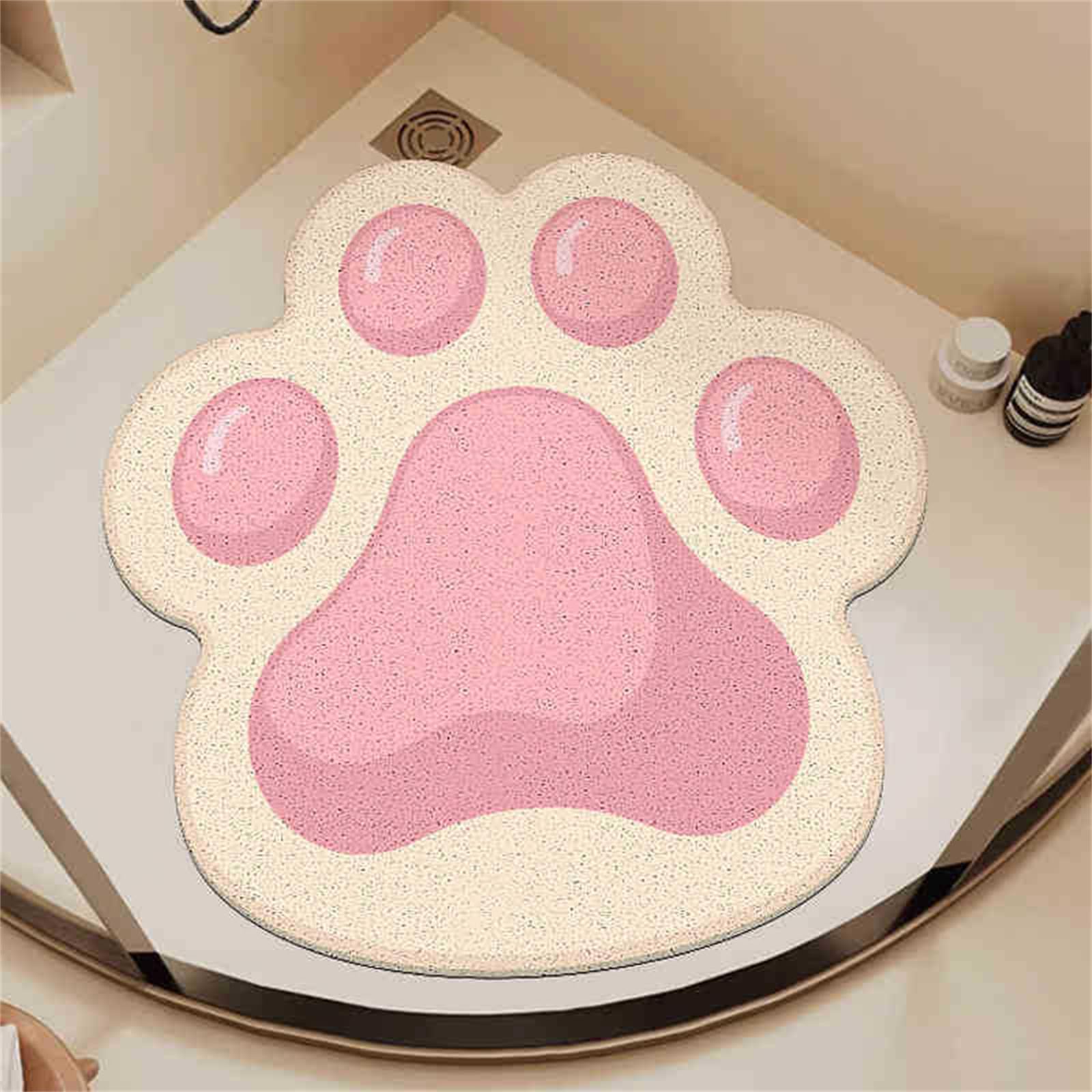 Alfombra de Bañera Antideslizante, Huella de Perro Suave PVC Lufa Alfombras Ducha con Drenaje, Secado Rápido Almohadillas para Bañera, Baño, Cuarto de Lavado (Rosa Claro,100x100cm)