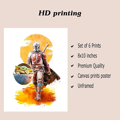 Miniatura 5 de Póster de Star Wars con acuarela, decoración de habitación de niños, serie de televisión, póster de Darth Maul Darth Siddious, juego de 6, 8 x 10