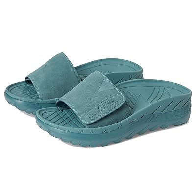 VIONIC Rejuvenate Recovery Sandals Wedge Shoes Pacific Haze Leather