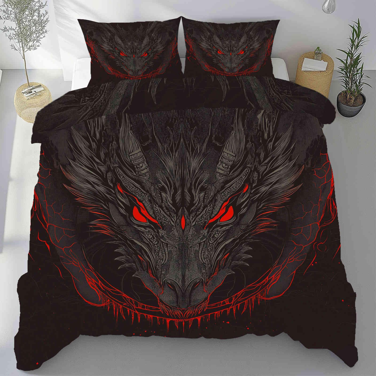 Housse de couette dragon en microfibre anti-plis pour un lit toujours impeccable
