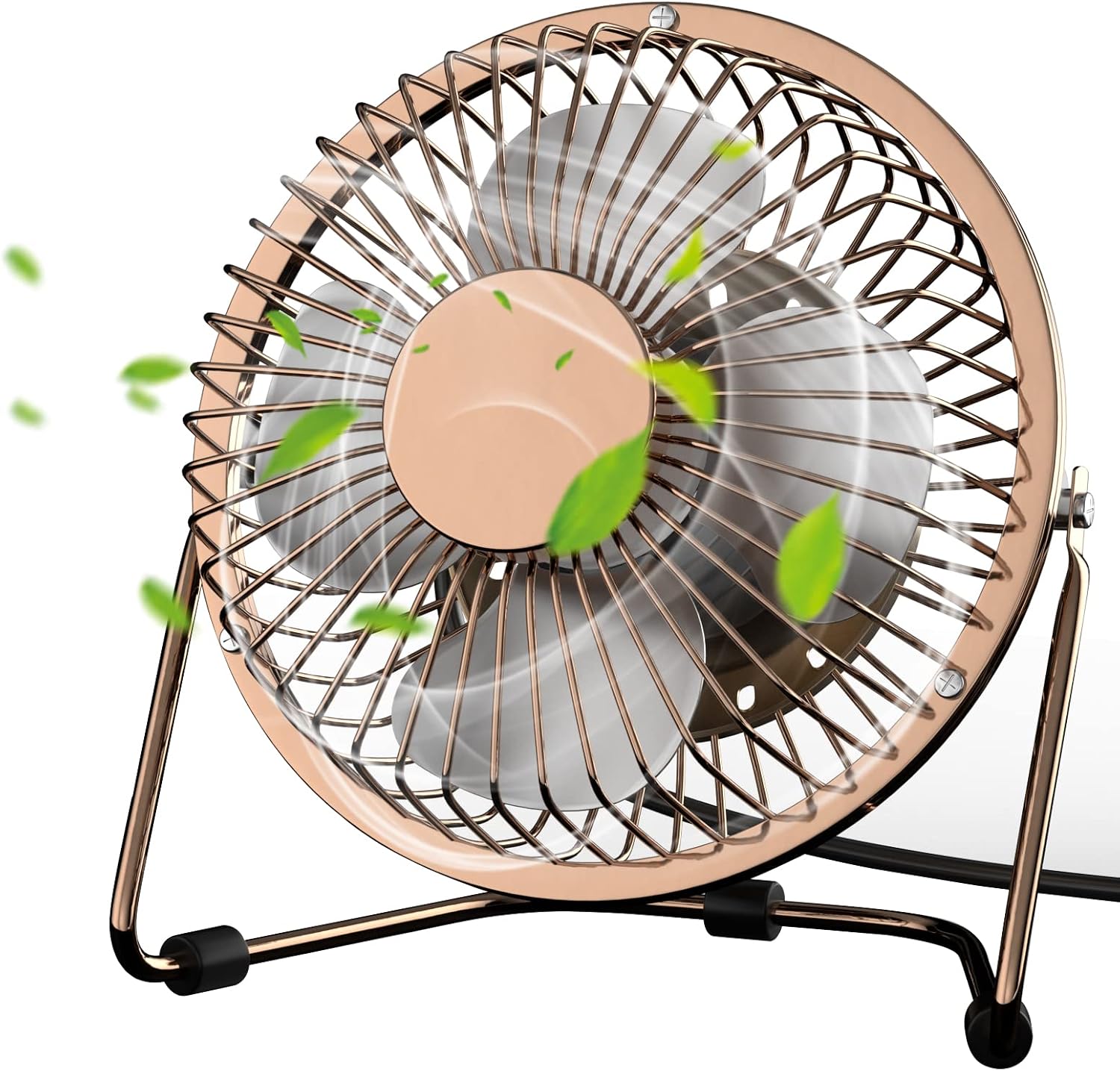 PEYOU Desk Fan Small USB Fan, Portable USB Desktop Table Cooling Metal Mini Personal Fan, 360° Rotation, High-Velocity Wind, Quiet Operation, for Home Office Bedroom Travel Camping, 4 inch