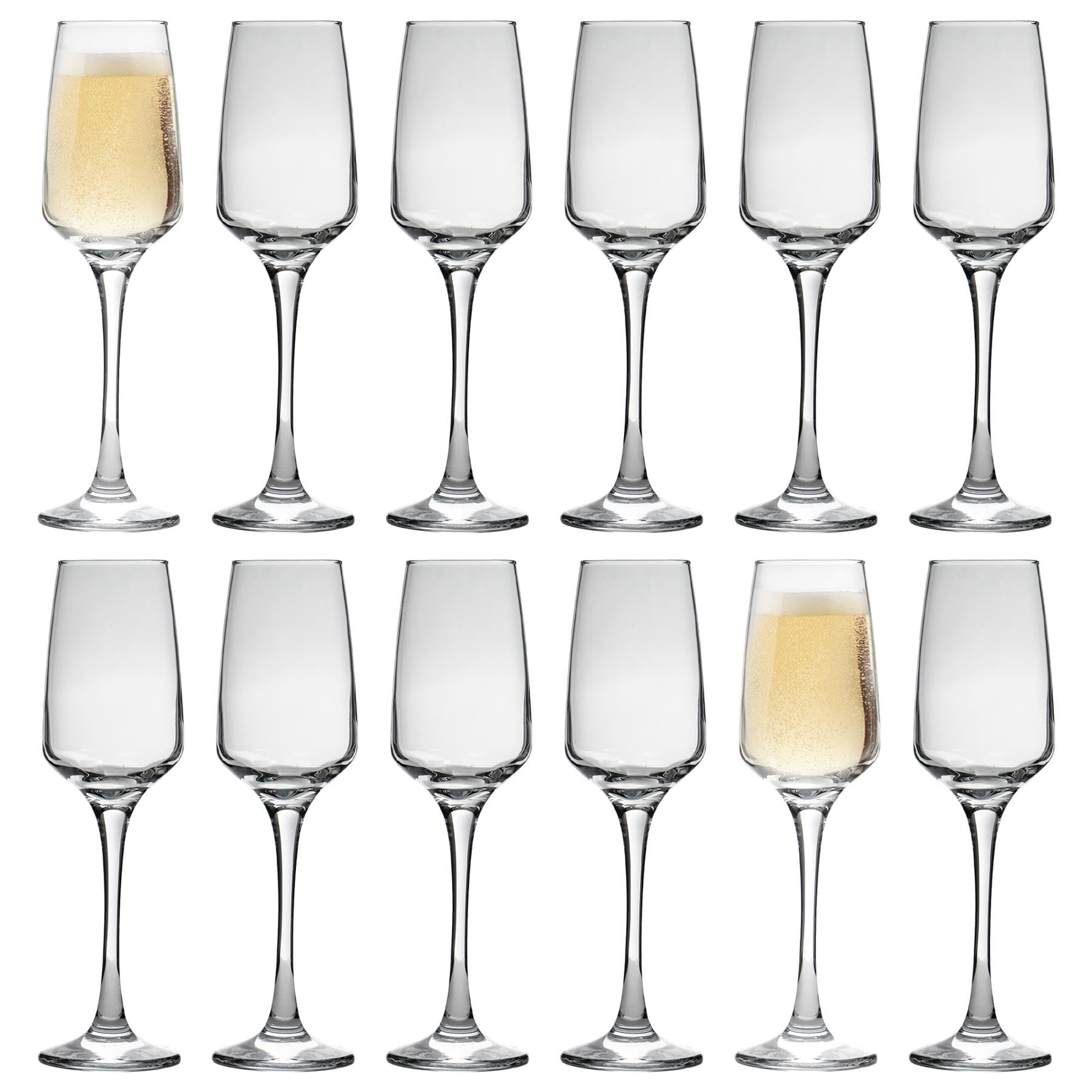 Lal Glass Champagne Flutes - 230ml - Clear - Pack of 12 - LAV