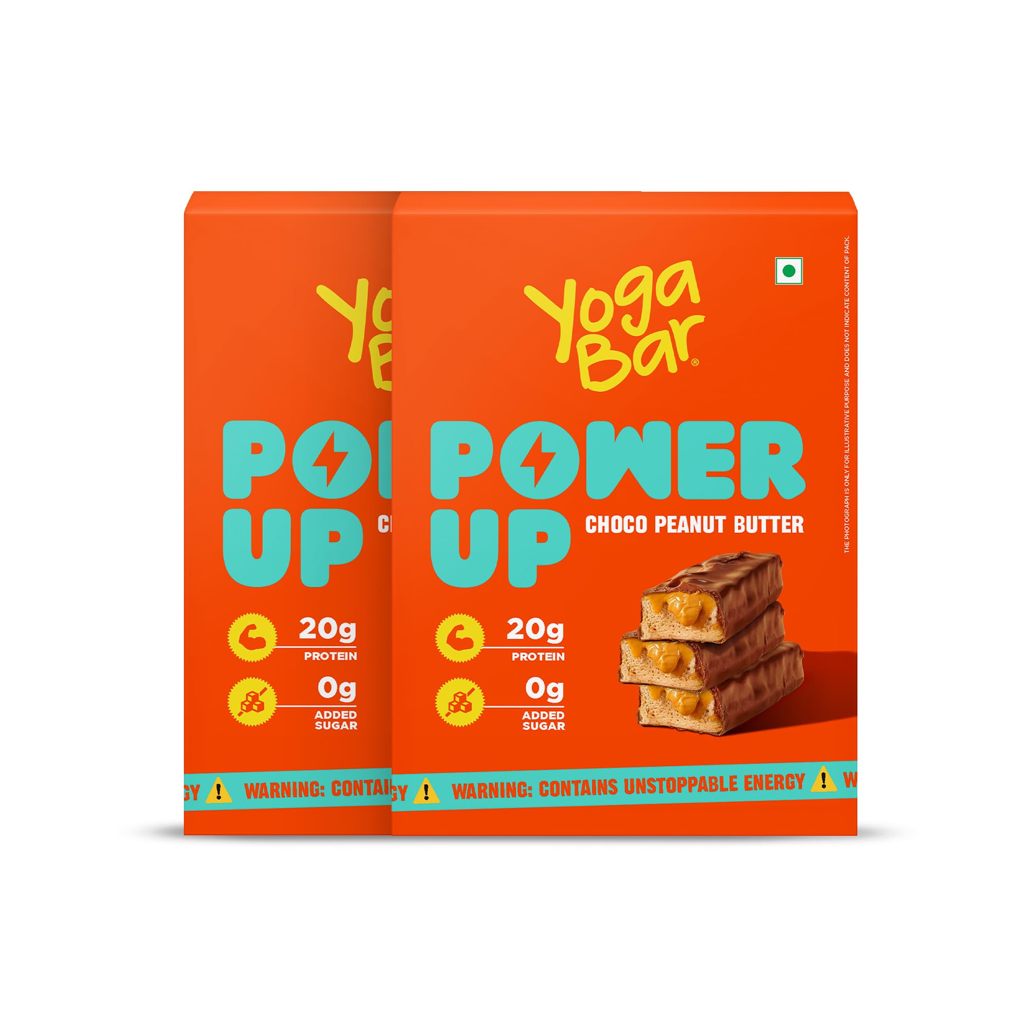 Yogabar Power Up 20g Protein Bar (10 Bars, Choco Peanut Butter) | No Added Sugar Protein Bars | Premium High Protein Blend - Whey Protein Concentrate, Isolate, Peanuts & Soy | Healthy Protein Snacks