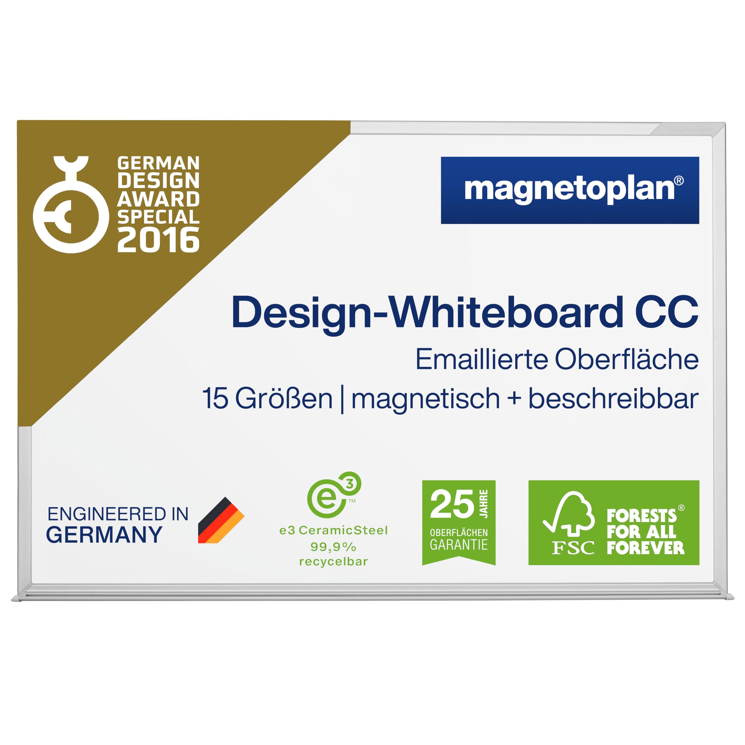 magnetoplan Design-Whiteboard CC | Magnettafel BxH 1200x900mm | Stabile, emaillierte Oberfläche | Perfekte Schreibfläche | Bürobedarf | Memoboard für Büro- und Konferenzräume | Homeoffice