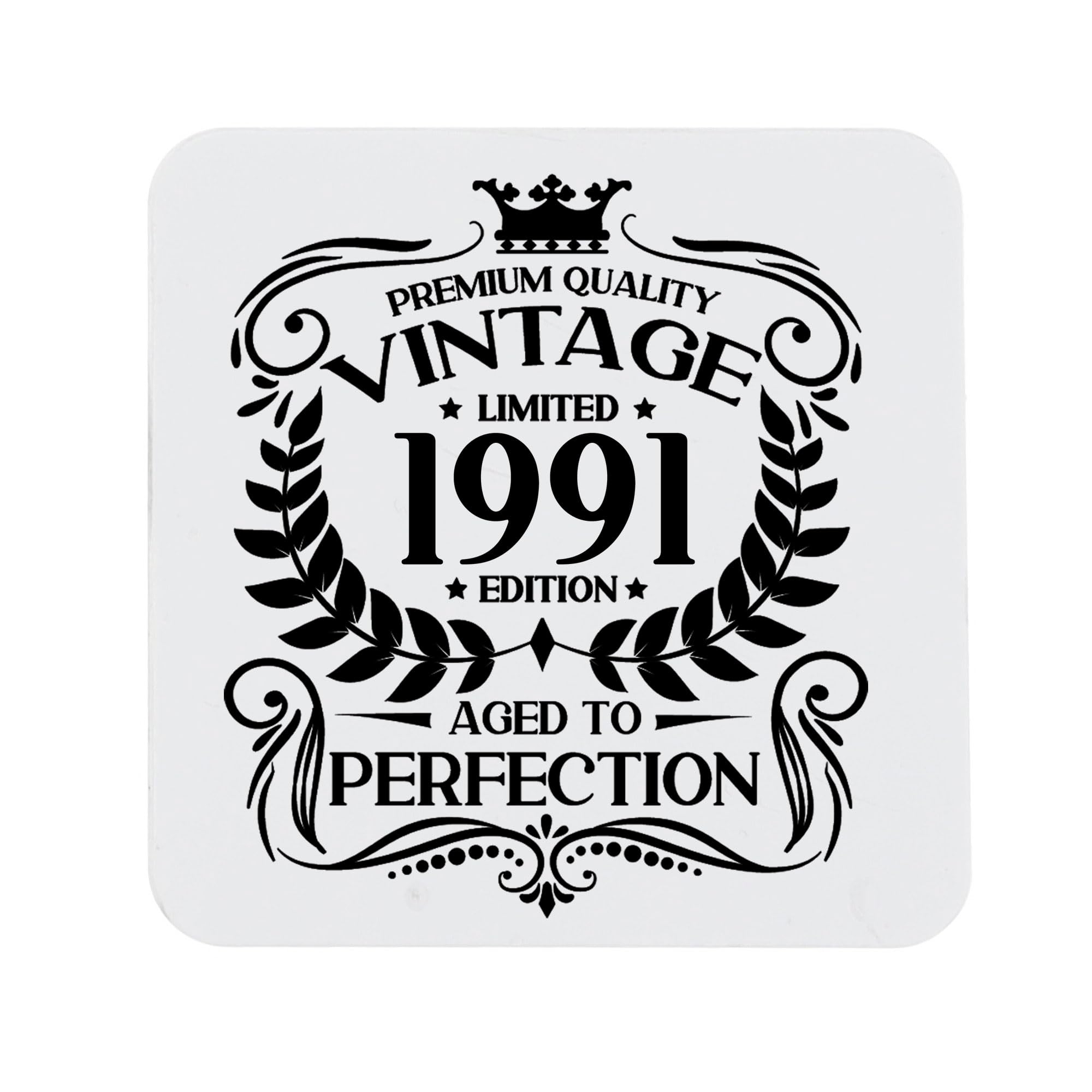 35th Birthday Gift for Men Vintage 1991 Aged to Perfection Printed Coaster Present for 35 Year Old Etched Printed Placemat (Printed Coaster)
