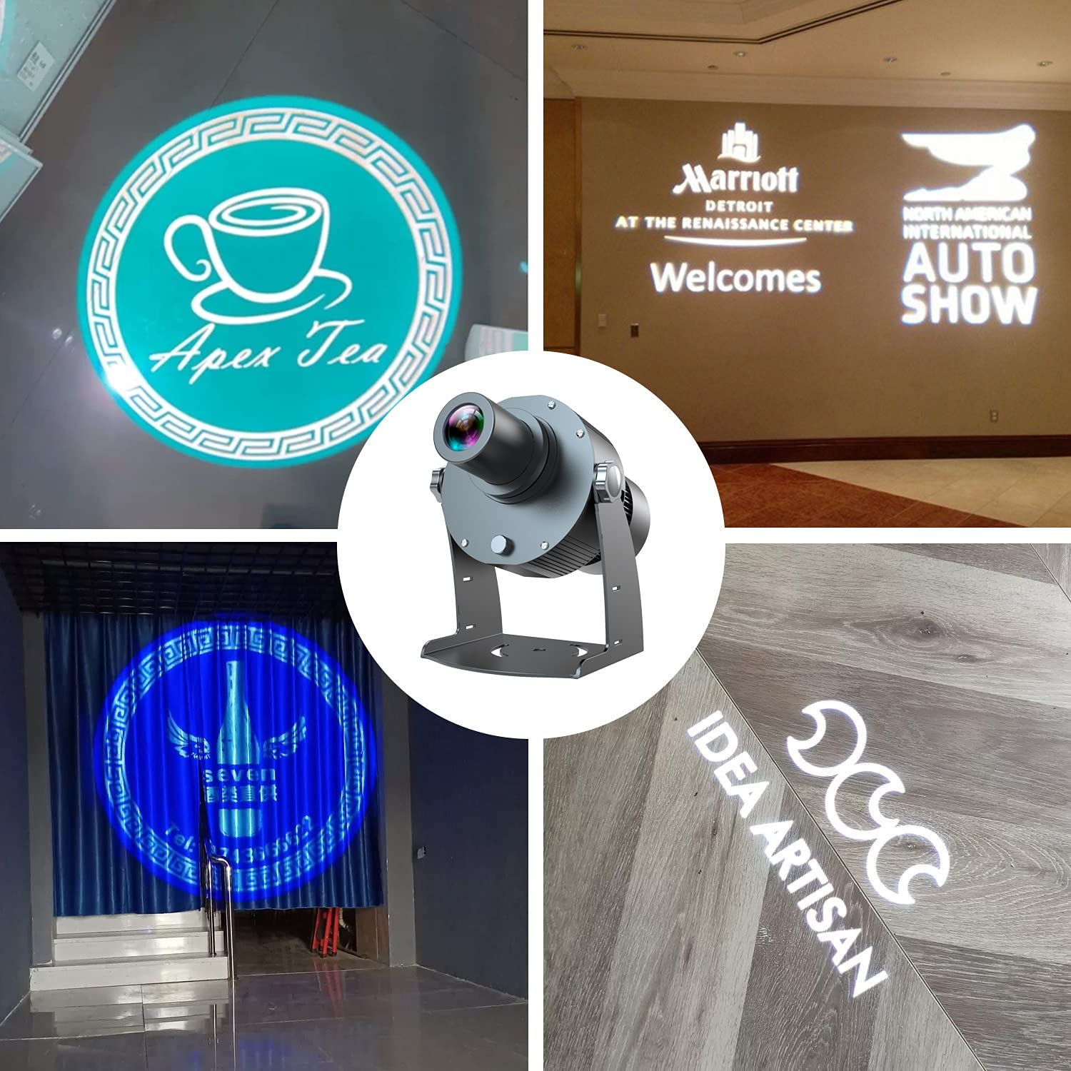 Gobo De La Insignia De Luz Del Proyector Proyector De Gobos IP65 A Prueba De Agua Para La Tienda De La Boda Del Restaurante Del Evento De Navidad Publicidad De Muestras,Negro,OUTDOOR100W