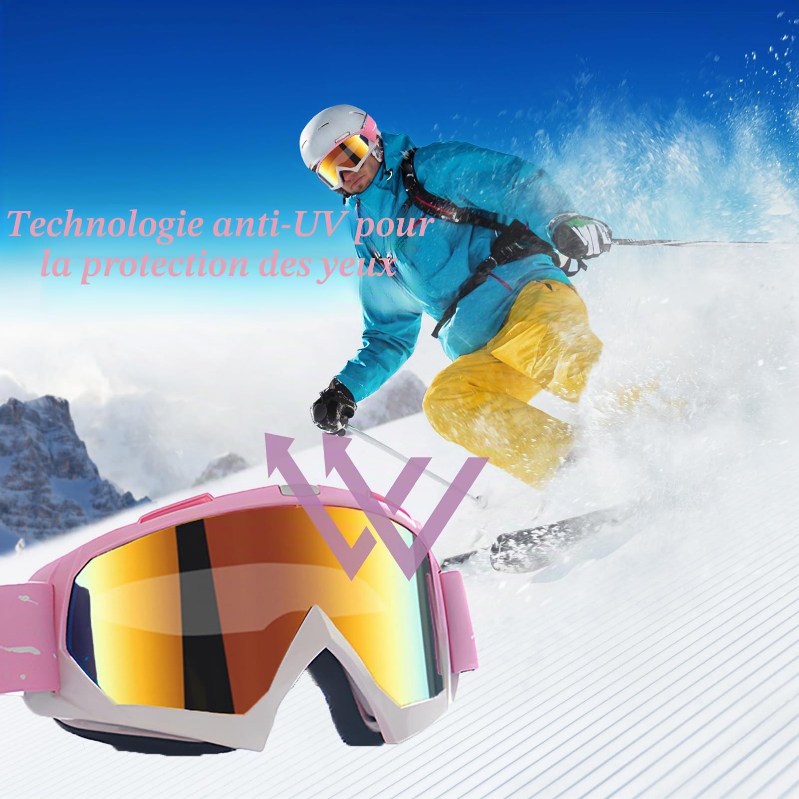 DONGZQAN Lunettes de ski unisexe OTG pour porteurs de lunettes