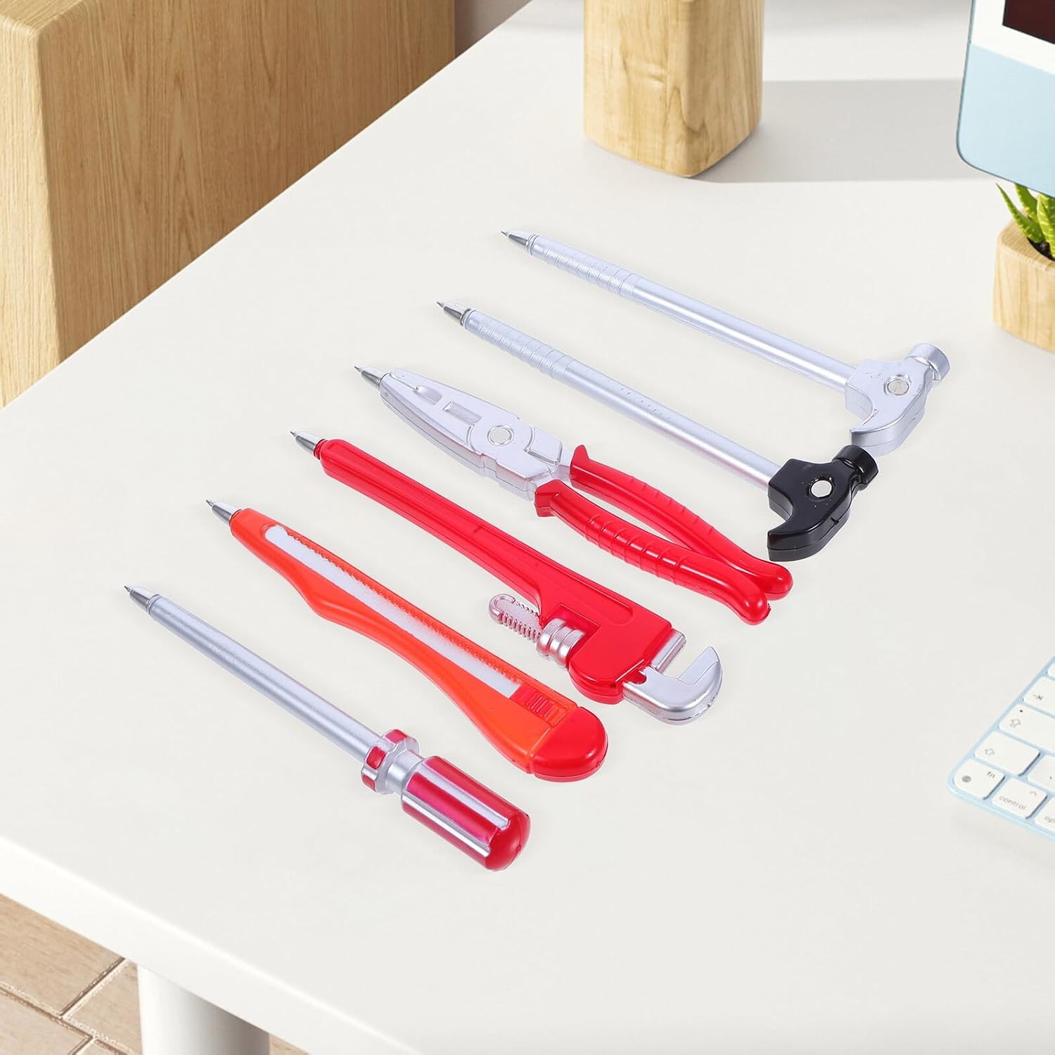 6pcs Creative Ballpoint Pens Tool Shaped Ink Pens Set Screwdriver Hammer Wrench Pliers Design for School Office Stationery Students Writing Supplies image 5