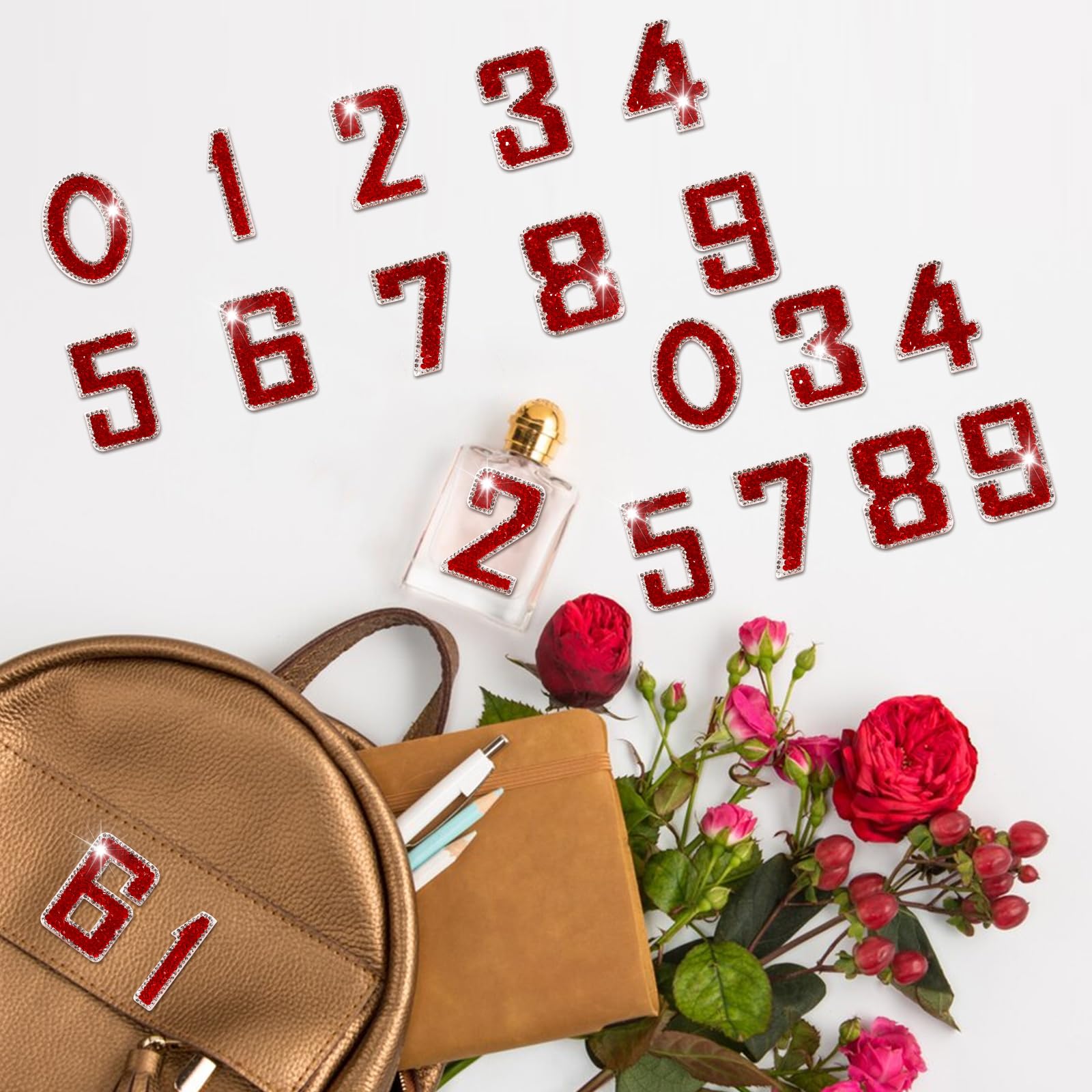 72 calcomanías de letras de diamantes de imitación de cristal del alfabeto A-Z y números del 0 al 9, parches de letras autoadhesivas con purpurina brillante para decoración de ropa, manualidades