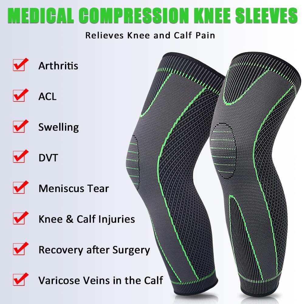 beister 1 Pair Full Leg Compression Sleeves for Women & Men, Extra Long Leg & Calf Braces Knee Sleeve for Basketball, Football, Running, Working Out, Arthritis - Image 5