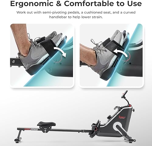 Miniatura 8 de Sunny Health & Fitness Máquina de remo abatible y plegable para el hogar con riel deslizante extendido, entrenamiento de cuerpo completo, bajo