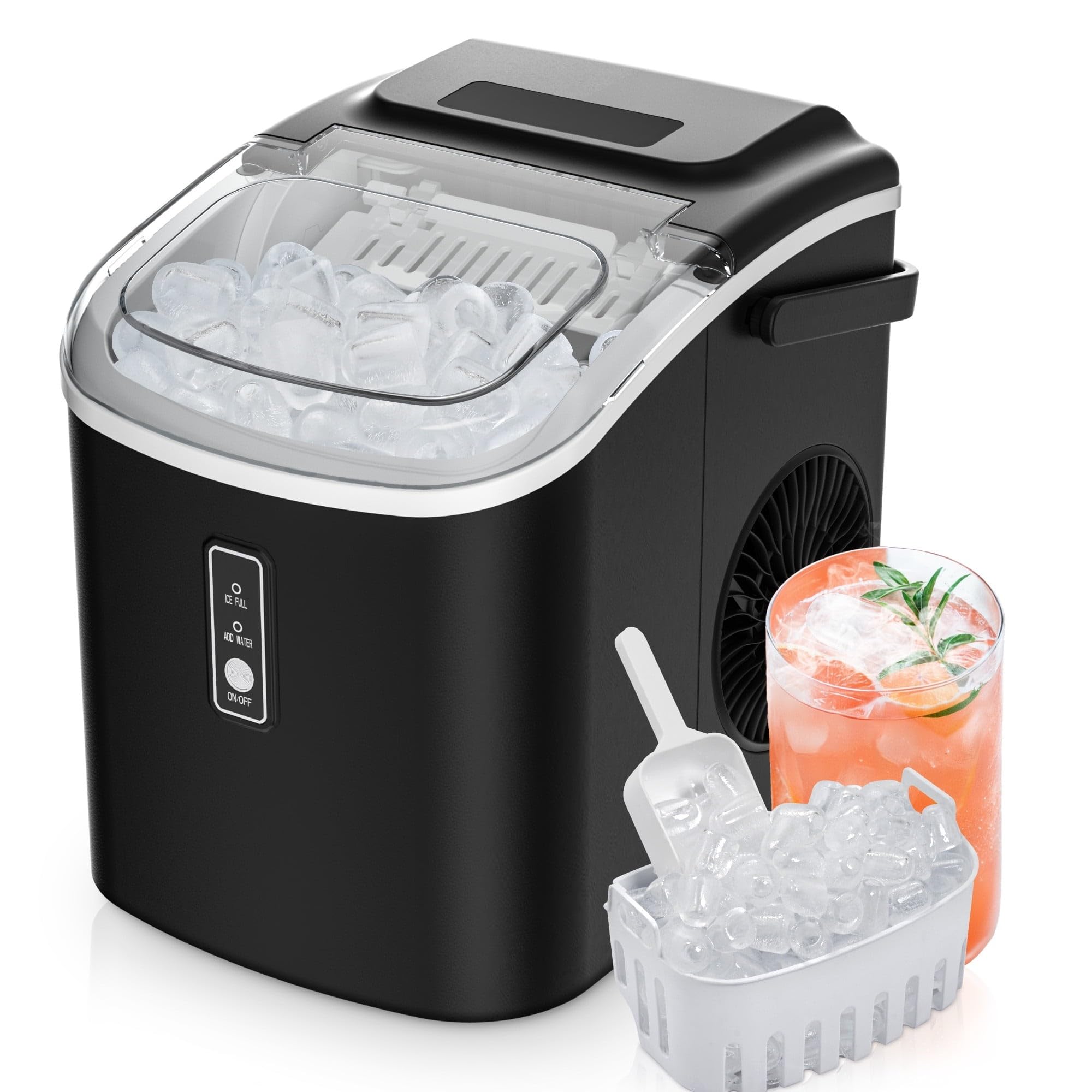 Countertop Portable Ice Maker, 6 Mins Fast Ice Making Machine 30lbs/24H, 1.2L Water Tank with Automatic Cleaning & 40dB Quiet Operation for Home/Party/RV