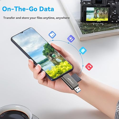 Miniatura 3 de Lector de tarjetas SD, Ureegle USB 3.0 y adaptador de lector de tarjetas de memoria USB C con doble conector, lector micro SD para Mac, computadora,