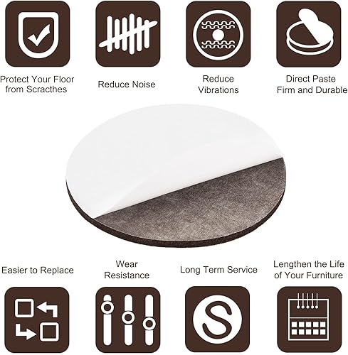 Miniatura 4 de uxcell Almohadillas de fieltro para muebles, 5.000 in de diámetro, autoadhesivas, antideslizantes, antiarañazos, redondas, almohadillas de fieltro