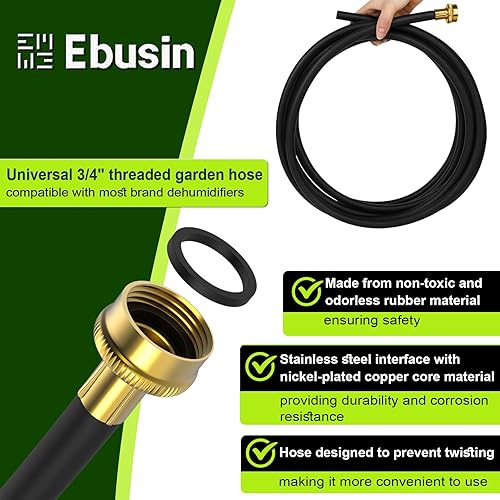 Miniatura 12 de Manguera de drenaje deshumidificador de 20 pies con conector FHT de 3/4 pulgadas, con accesorios de latón resistentes al óxido para una conexión a