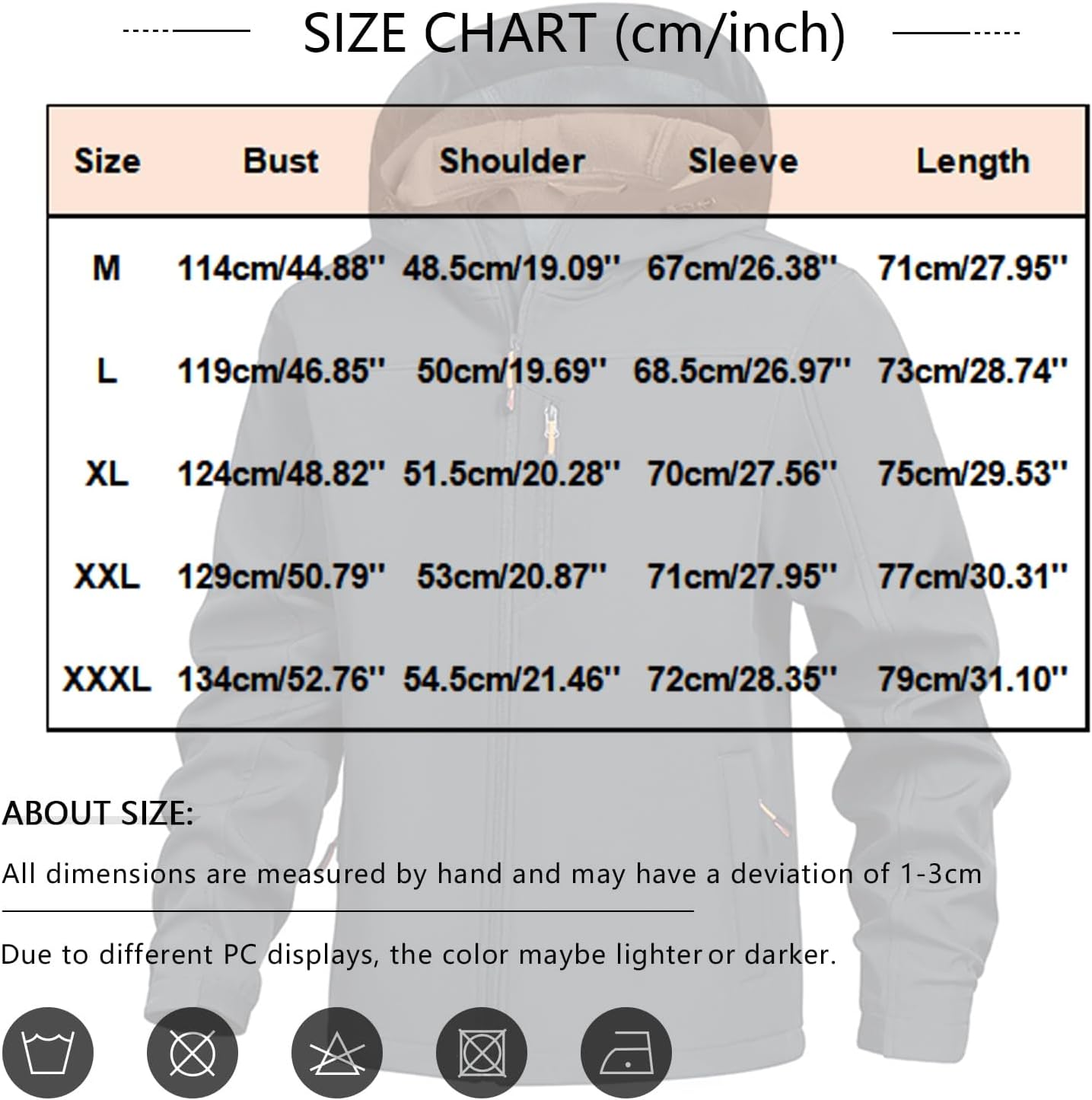Men's Windbreaker Rain Jacket Warm Fleece Lined Raincoat With Hood For Hiking Fishing Activewear, M-3XL