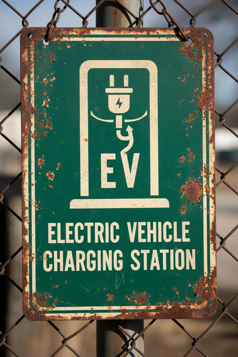 Wall Decor Electric Vehicle Charging Station Reserved Spot With Graphic Alert Caution Warning Aluminum Metal Tin 8x12Inch Sign Plate Vintage Signs Plates Printed