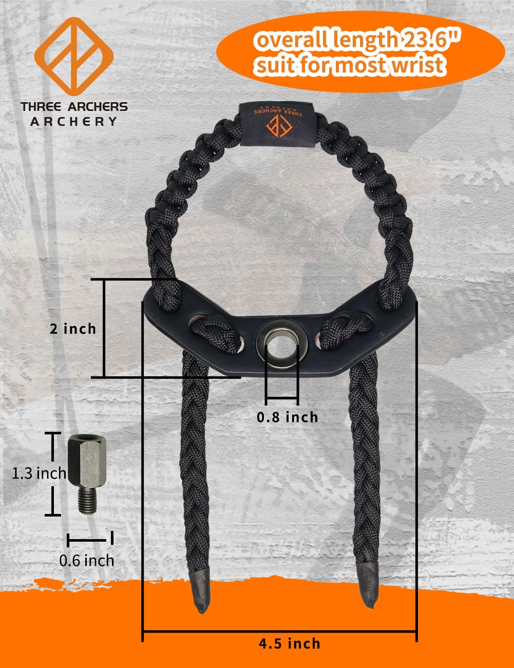 THREE ARCHERS Archery Bow Wrist Sling black Adjustable Wrist Strap Loop Compound Bow Stabilizer & Hand Loop Carrier (black) - Image 4