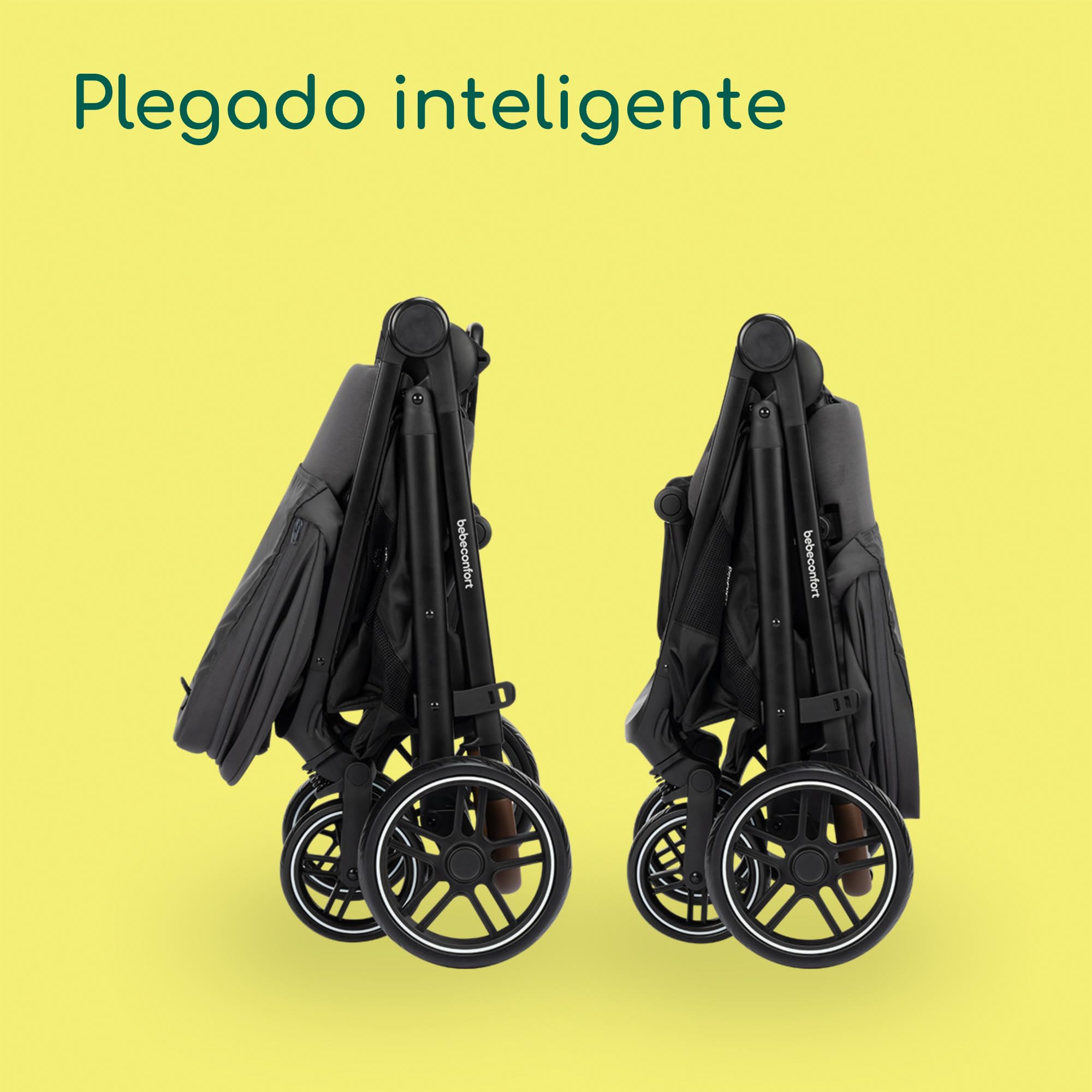 Bebeconfort Luvia Trio, Carrito bebé 3 en 1, 0-4 Años (0-22 kg), Cochecito, Silla coche, Capazo, Cierre Inteligente, Manillar Ajustable, Absorción de Impactos en Ruedas, Mineral Graphite
