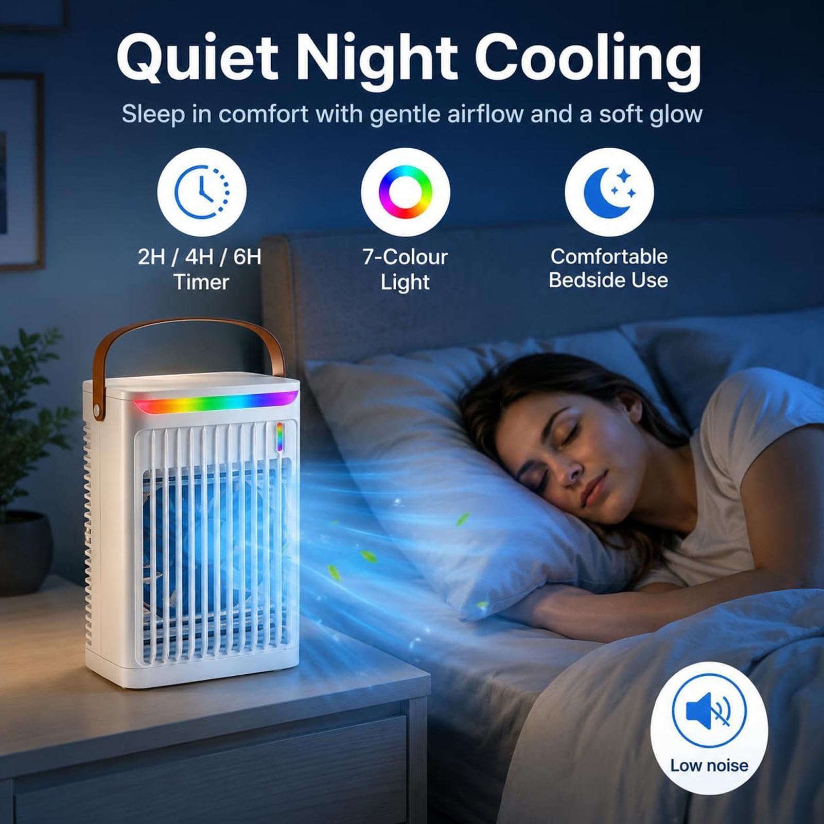 Ventilatore Portatile Nebulizzatore Soffiatore D'Aria A 6 Velocità Con Luce | Nebulizzatore D'Acqua Con Serbatoio Di 800 Ml Per Casa Ufficio Esterno Campeggio Spiaggia Auto
