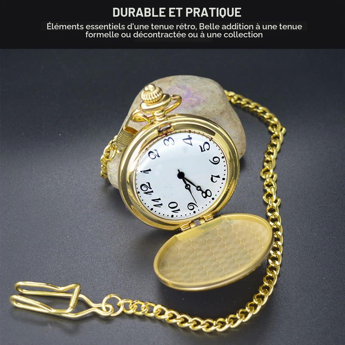 Butyeak Montre Chaîne de Gilet, Chaîne de Montre de Poche, Chaîne à Maillons Gourmette, Chaîne de Montre de Poche à Clip, Chaîne de Gilet de Poche en Alliage de Métal Vintage, 4 Pièces