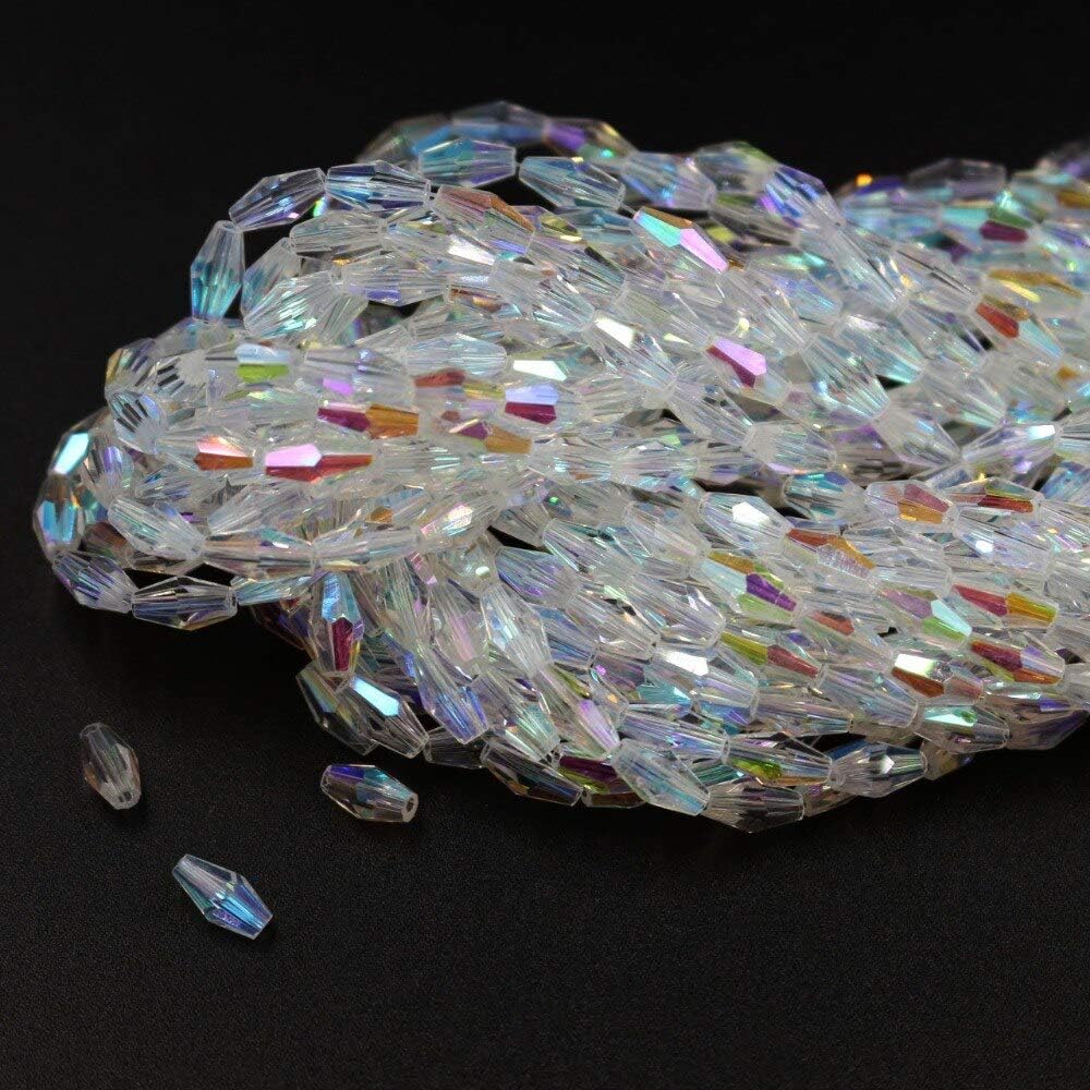 Calvas Long Bicone Shape Glass Beads 3x6mm 310pcs Wholesale Prices for Decoration Crystal White AB Color Beads for Jewelry Making - (Color: Imported Color, Item Diameter: 6x12mm 100pcs)