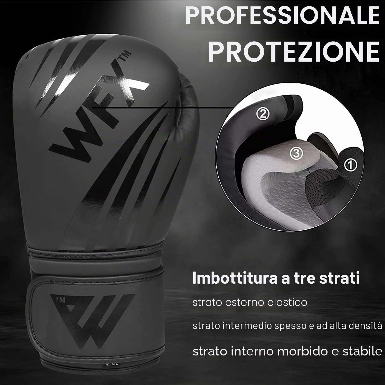 WFX Guantoni da boxe in pelle professionali MMA sparring kickboxing Muay Thai