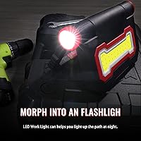 Vista 6 de Luz de trabajo LED, 1900LM COB luces de trabajo recargables portátiles, linterna magnética, 3 modos de luz mecánica brillante con base magnética