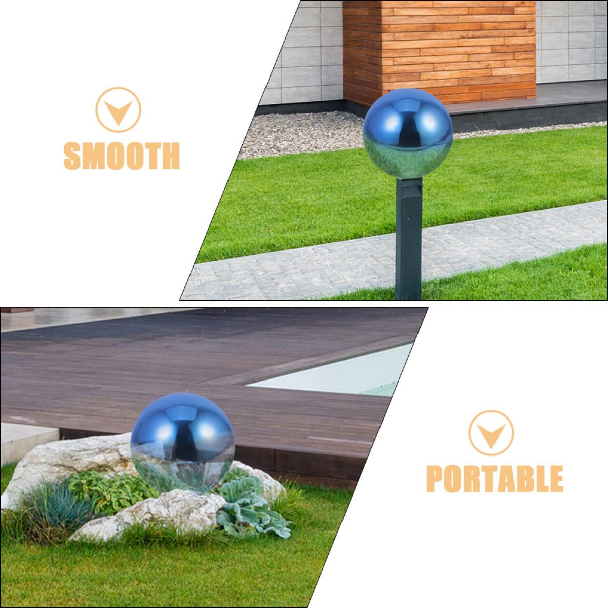 Toddmomy Palla Riflettente da Giardino in Acciaio Inox, Sfera Lucida Blu | Globo Specchiato Levigato, Decorazione per Giardino e Fotografia, Effetto Brillante