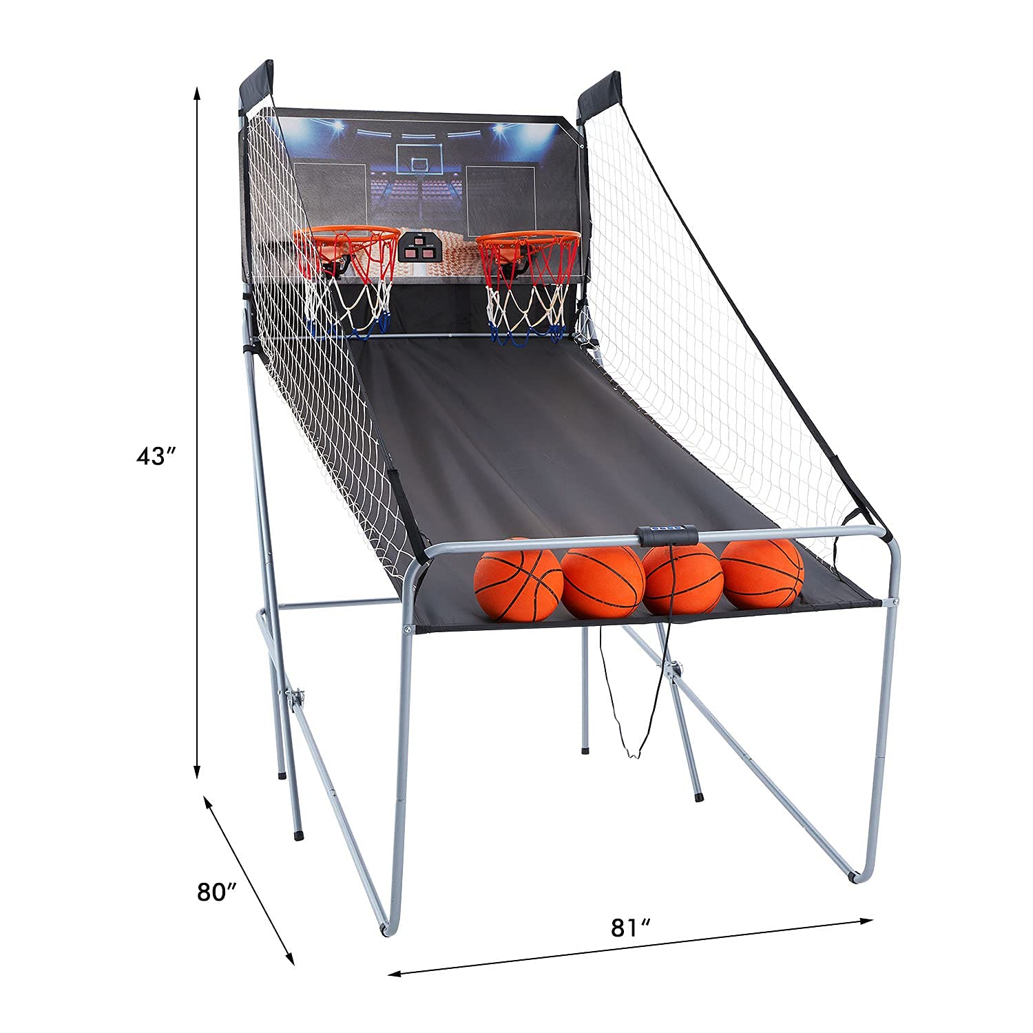 HOMROM Dual Shot Foldable Basketball Arcade Game, 8 Game Modes, Arcade