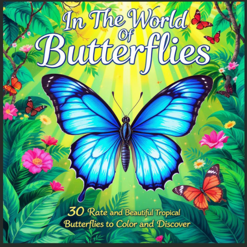 In The World Of Butterflies: 30 Rare and Beautiful Tropical Butterflies to Color and Discover