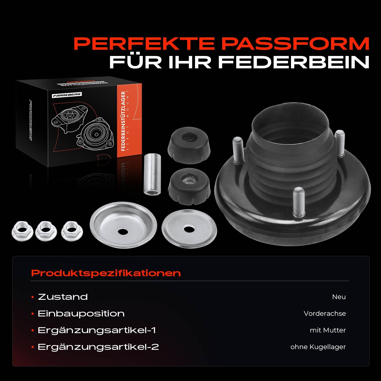 Frankberg 1x Federbeinstützlager Vorne Kompatibel mit L200/Triton KAT KBT KJ KK KL 2007-Heute Pajero Sport II KG KH 2008-Heute Pajero Sport III KS 2015-Heute Replace# MR992326