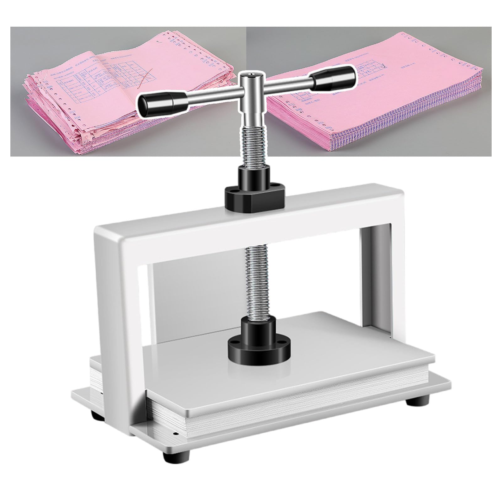 Ręczna maszyna do prasowania papieru, do papieru w formacie A4/A3, nacisk 1500 kg/grubość papieru 150 mm, maszyna do prasowania książek, podwyższona podkładka pod stopy, do książek, dokumentów, fak