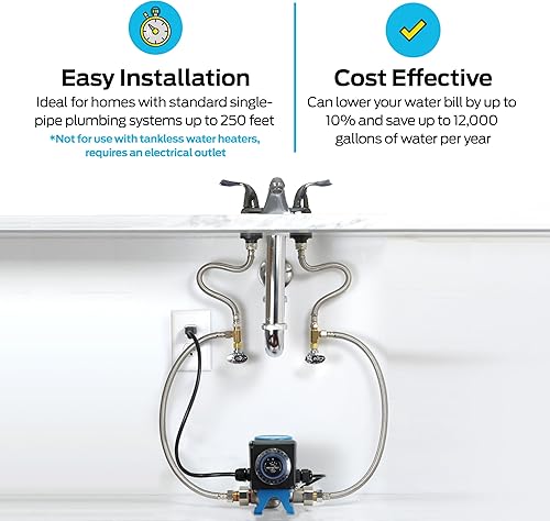Miniatura 9 de Eastman Nevercold - Kit de bomba de recirculación universal para calentador de agua caliente de 34 pulgadas, latón, 70600
