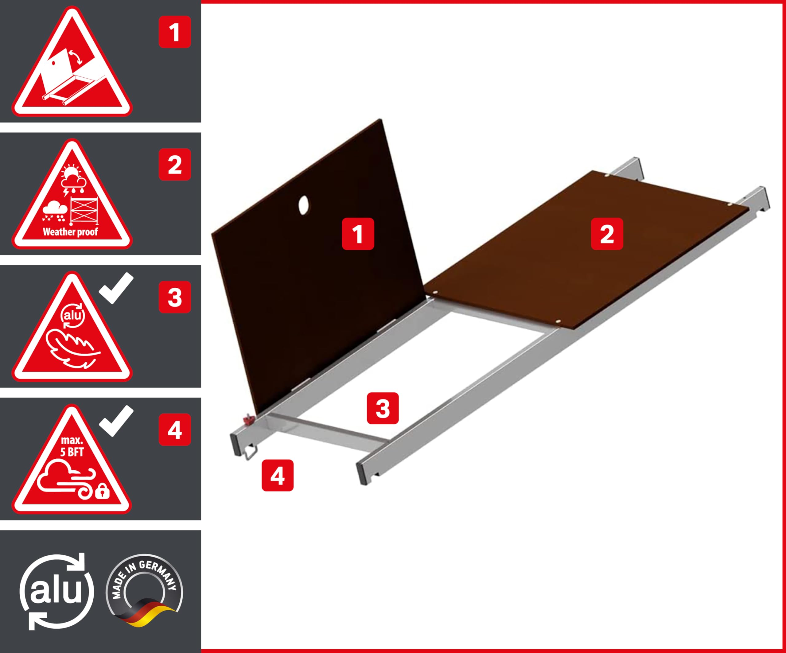 ALTEC AluCombine 3.0 - Échafaudage Roulant en Aluminium avec Traverse, 2 Roues et ancrage Mural - EN131 - Échelle Simple (5 m)
