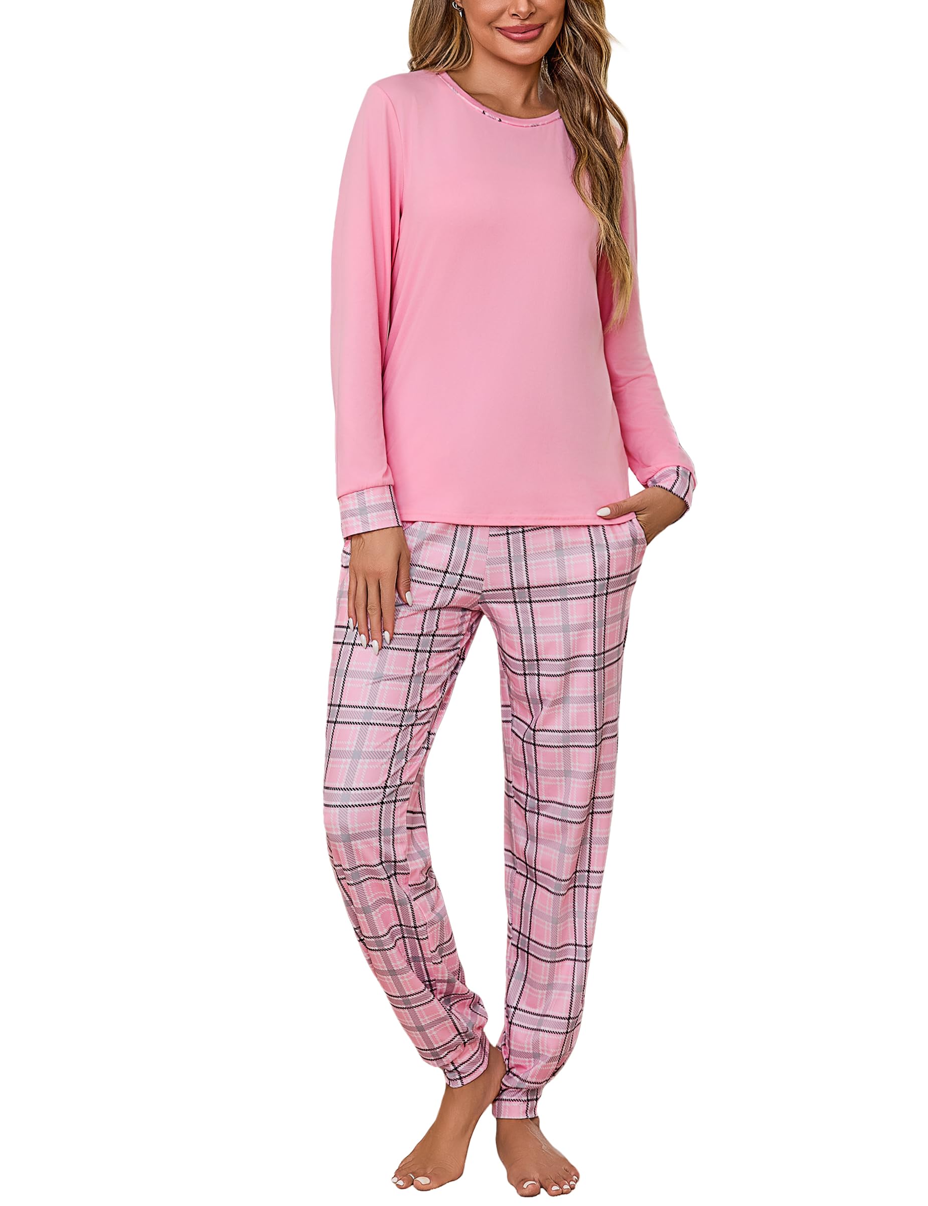Litherday Women's Pyjama Sets Cotton Long Sleeve Ladies Pjs Loungewear Sleepwear 2 Pieces ...
