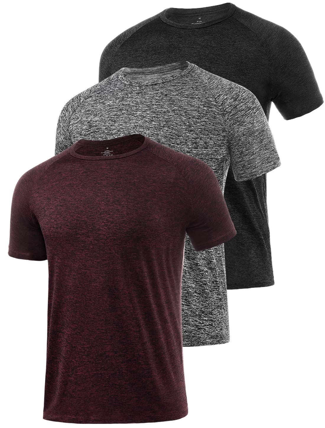 Star Vibe3 Pack Men's Dry Fit T Shirt Moisture Wicking Athletic Tees Exercise Fitness Activewear Short Sleeves Gym Workout Top