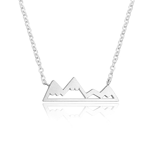 Altitude Boutique Snowy Mountain Necklace for Women Nature Lovers, Skiers, Hikers Campers (Gold, Silver, Rose Gold)