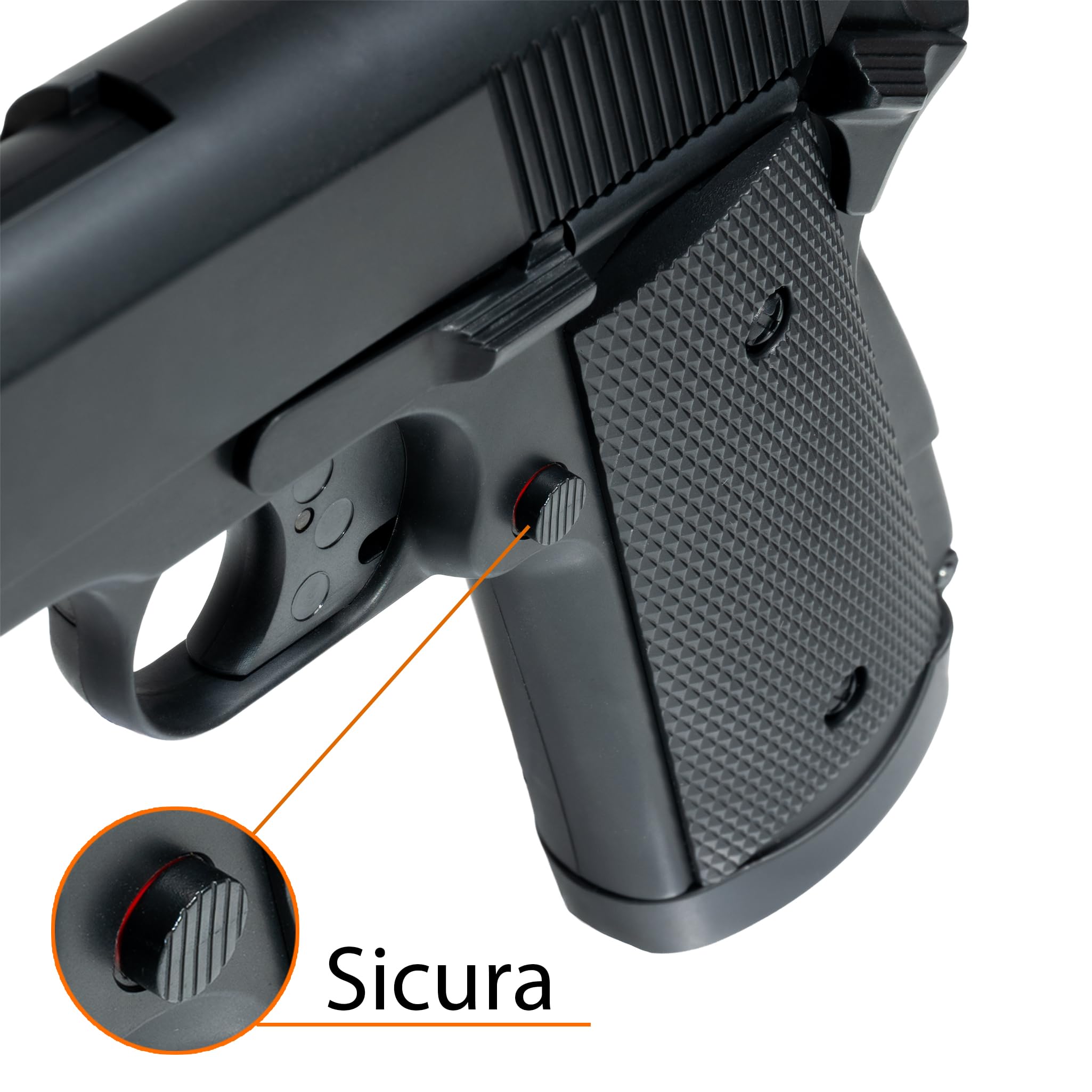 Pistola Softair 1911, Bundle Completo: Pistola a Pallini, 5 bombolette Co2, 1000 Pallini 6mm - Airsoft, Pistole Softair, colore nero, potenza 0,9 joule