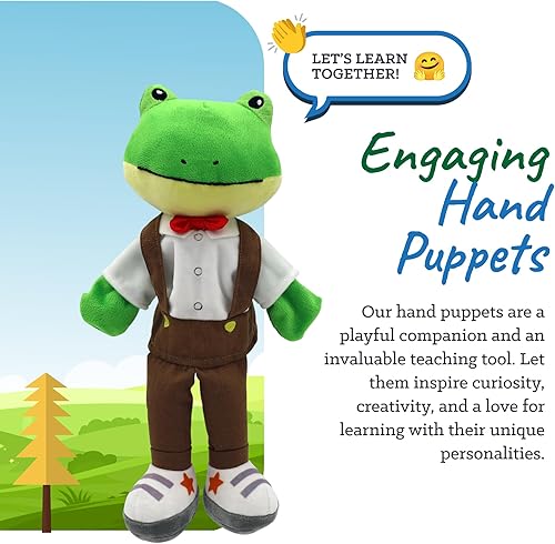 Miniatura 4 de Sharewood Forest Friends Freddy The Frog Hand Puppet - Animal de peluche para niños pequeños, niños, profesores, guardería y escuela, perfecto para