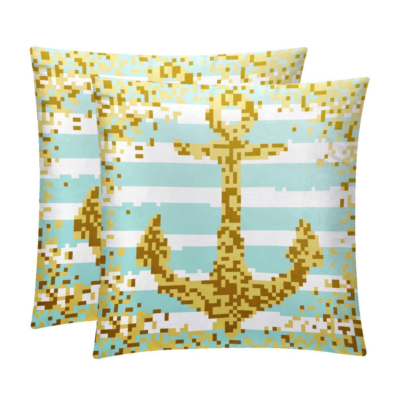 TDGKPZ Gold Sailing Throw Pillow Covers 2 Pack Cushion Cases Decorative Pillow Cases Home Decor 45x45cm