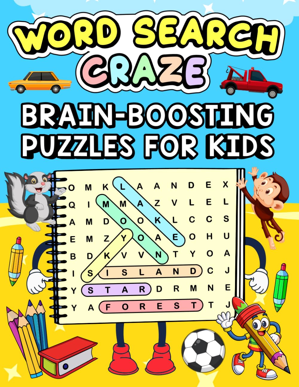 Word Search Craze Brain-Boosting Puzzles for Kids: 100 Fun Word Searches with Solutions!