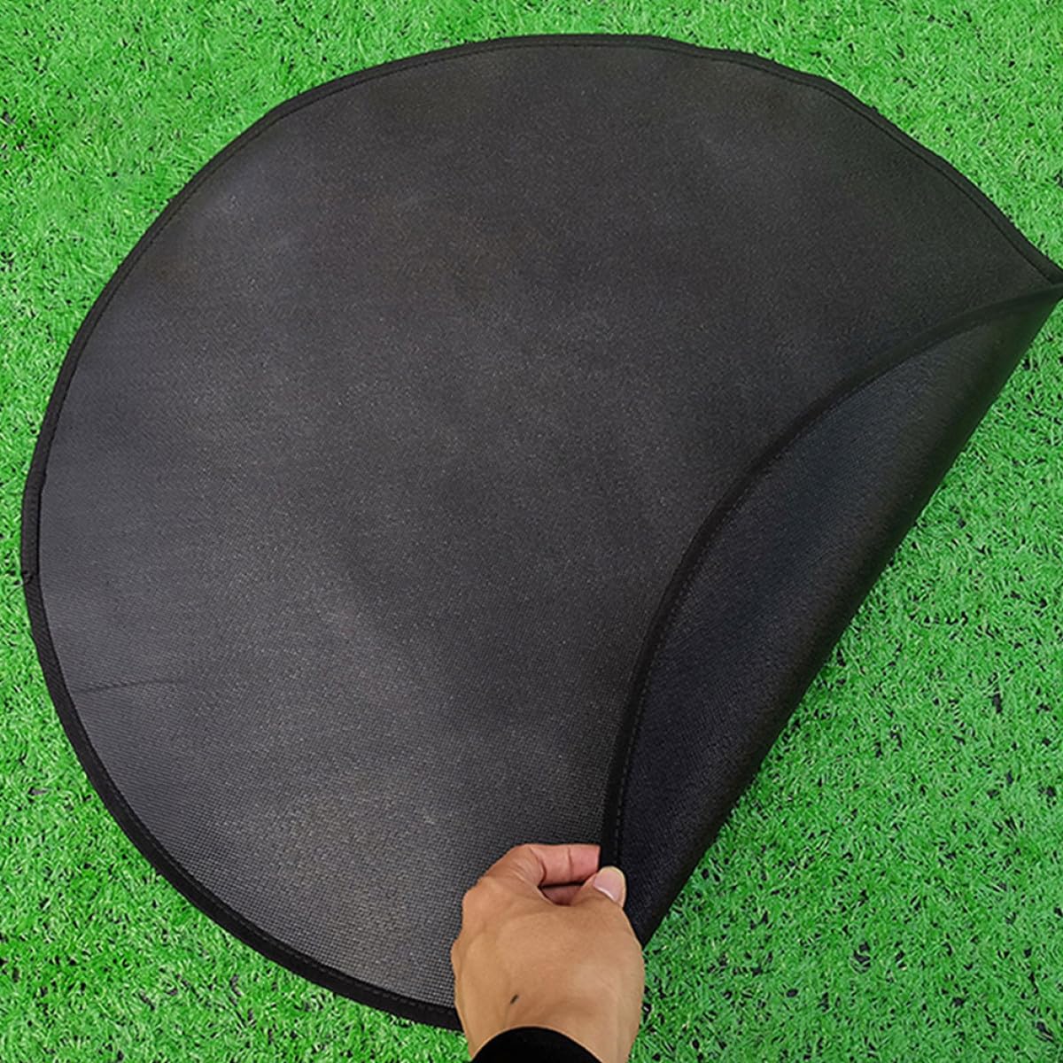 SOLUSTRE Grillmatte Hitzebeständig und Ölbeständig aus Silikon und Fiberglasgewebe Runde Schwarze als Wiederverwendbarer Grillschutz für Patio und Camping