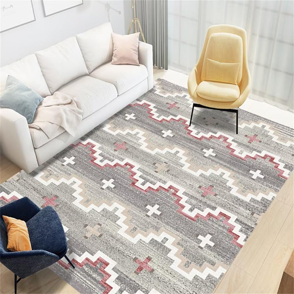 Tapis rose et rouge gris flou idéal pour illuminer le salon