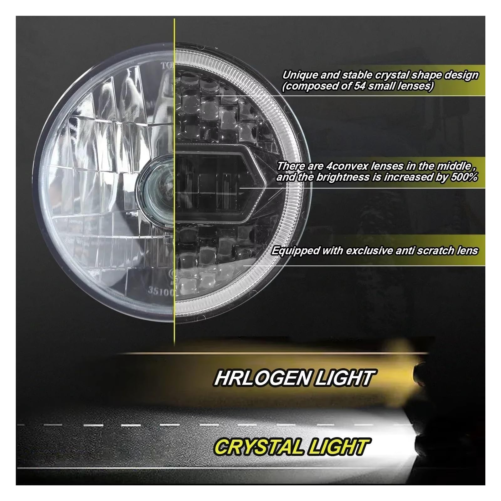 Faro anteriore Per Jeep Per Wrangler 2 Pezzi 7 Pollici LED Faro Rotondo DRL Rotondo 7 '' Luce Per Auto Con Occhio Di Angelo Giallo E Bianco